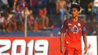 Kapten Martapura FC, Ardan Aras, akan memimpin rekan satu tim mengalahkan Mitra Kukar pada Liga 2 2019 di Stadion Demang Lehman, Martapura, Senin (29.7.2019). (Bola.com/Gatot Susetyo)