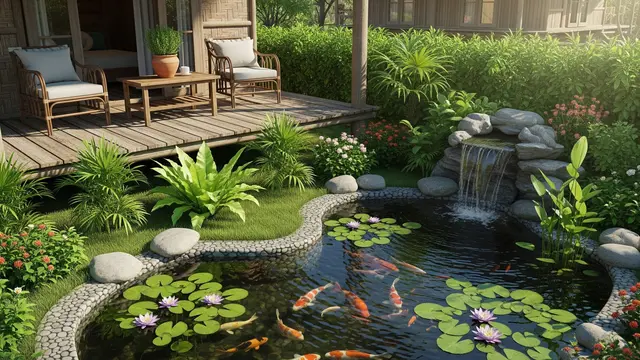 Contoh Taman Mini dengan Kolam Kecil di Rumah Desa (Image by Gemini AI)