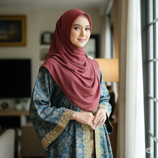 Model Baju Gamis Batik Pesta Elegan Terbaru 2025. Foto: Gemini