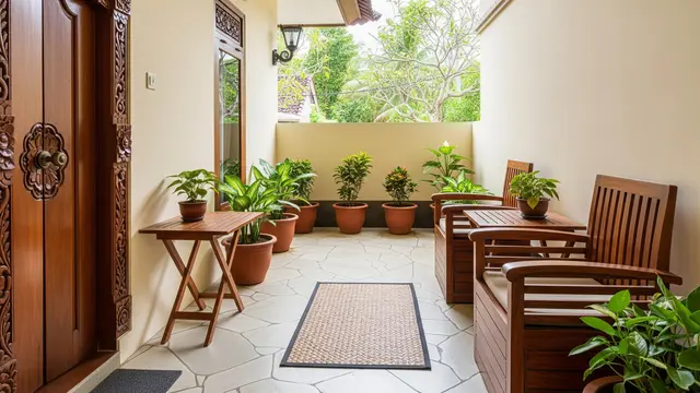 Tips Menata Pot Bunga dan Kursi di Teras Sempit agar Tetap Nyaman/ Ilustrasi AI
