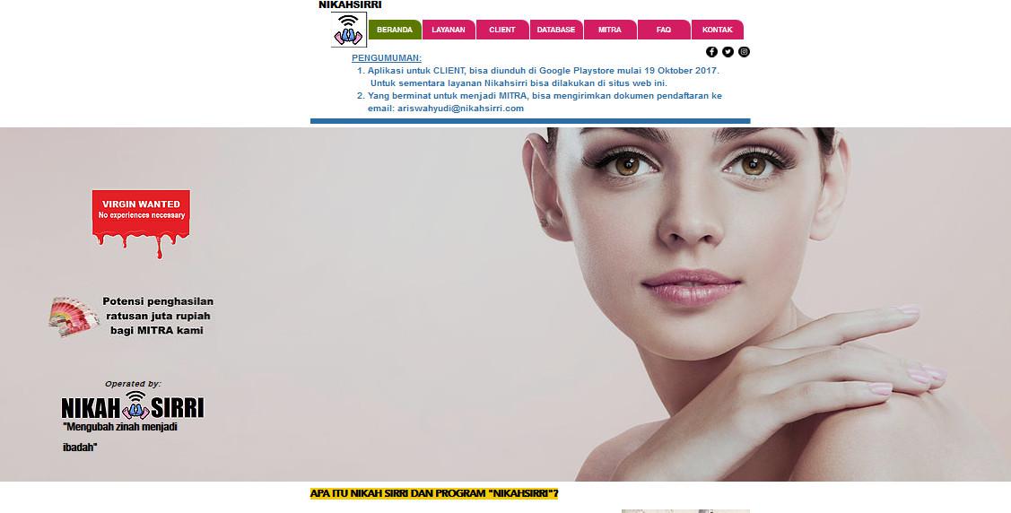 Tampilan Muka laman situs nikahsirri.com (Istimewa)