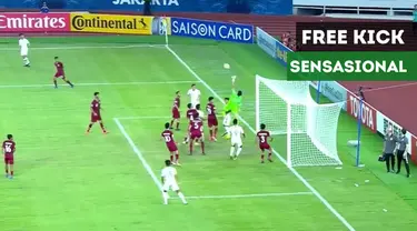 Gol-gol Timnas Indonesia U-19 ke gawang Qatar U-19 dengan free kick yang sensasional pada laga kedua Grup A Piala AFC U-19 2018 di SUGBK, Senayan, Jakarta, Minggu (21/10/2018).