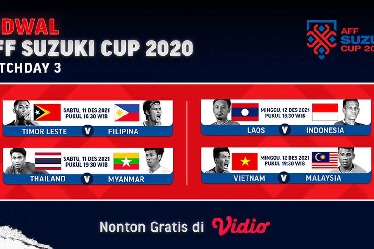 Jadwal Lengkap Piala AFF 2020 Mulai 11-12 Desember 2021