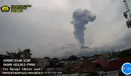 Gunung Marapi kembali erupsi dengan mengeluarkan abu vulkanik setinggi 1.500 meter, Rabu (3/4/2024). (Liputan6.com/ Dok PVMBG)