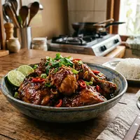 Resep Ayam Kecap Pedas Manis Tanpa Digoreng (AI Generated)