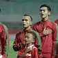 Pemain Timnas Indonesia saat melawan Thailand pada laga persahabatan di Stadion Pakansari, Bogor, Minggu, (03/6/2018). Indonesia bermain imbang 0-0 dengan Thailand. (Bola.com/M Iqbal Ichsan)