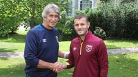 Manuel Pellegrini bersama Jack Wilshere. (doc. West Ham United)