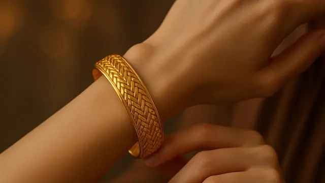 Model Gelang Emas Cuff Kombinasi 22K