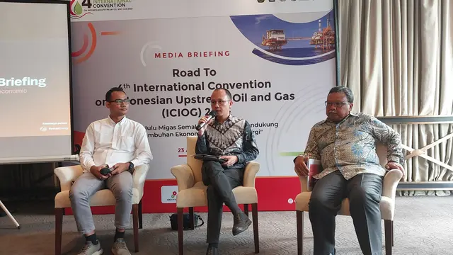 Wakil Kepala Satuan Kerja Khusus Pelaksana Kegiatan Usaha Hulu Minyak dan Gas Bumi (SKK Migas) Nanang Abdul Manaf, dalam Media Briefing, di Jakarta, Rabu (23/8/2023). (Arief/Liputan6.com)