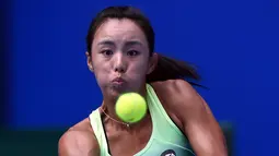 Petenis Wang Qiang asal China saat beraksi di China Open tennis tournament, Beijing, Selasa (06/10/2015). (AFP Photo / Wang Zhao)