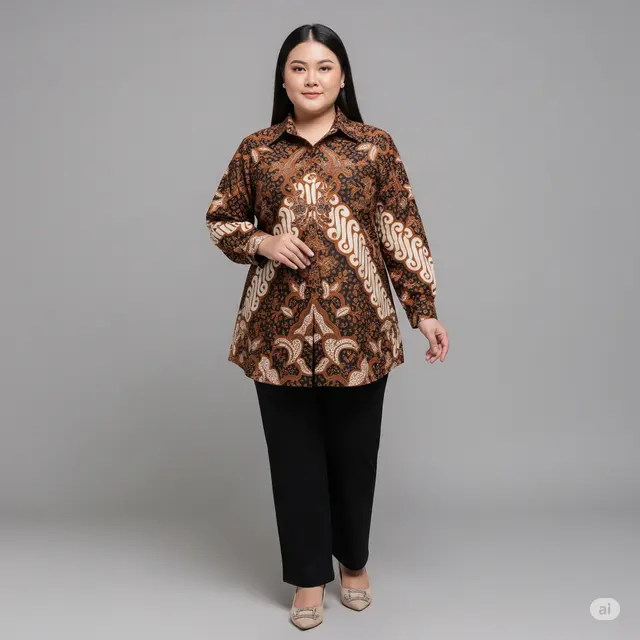 9 Model Kemeja Batik Wanita Gemuk yang Modis dan Nyaman