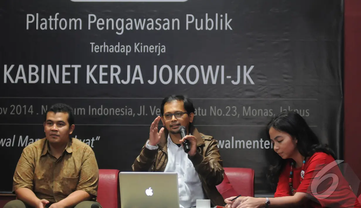  Diskusi bertajuk "Pengawasan Publik Terhadap Kinerja Kabinet Kerja Jokowi-JK", Jakarta, Rabu (12/11/2014)(Liputan6.com/Herman Zakharia)
