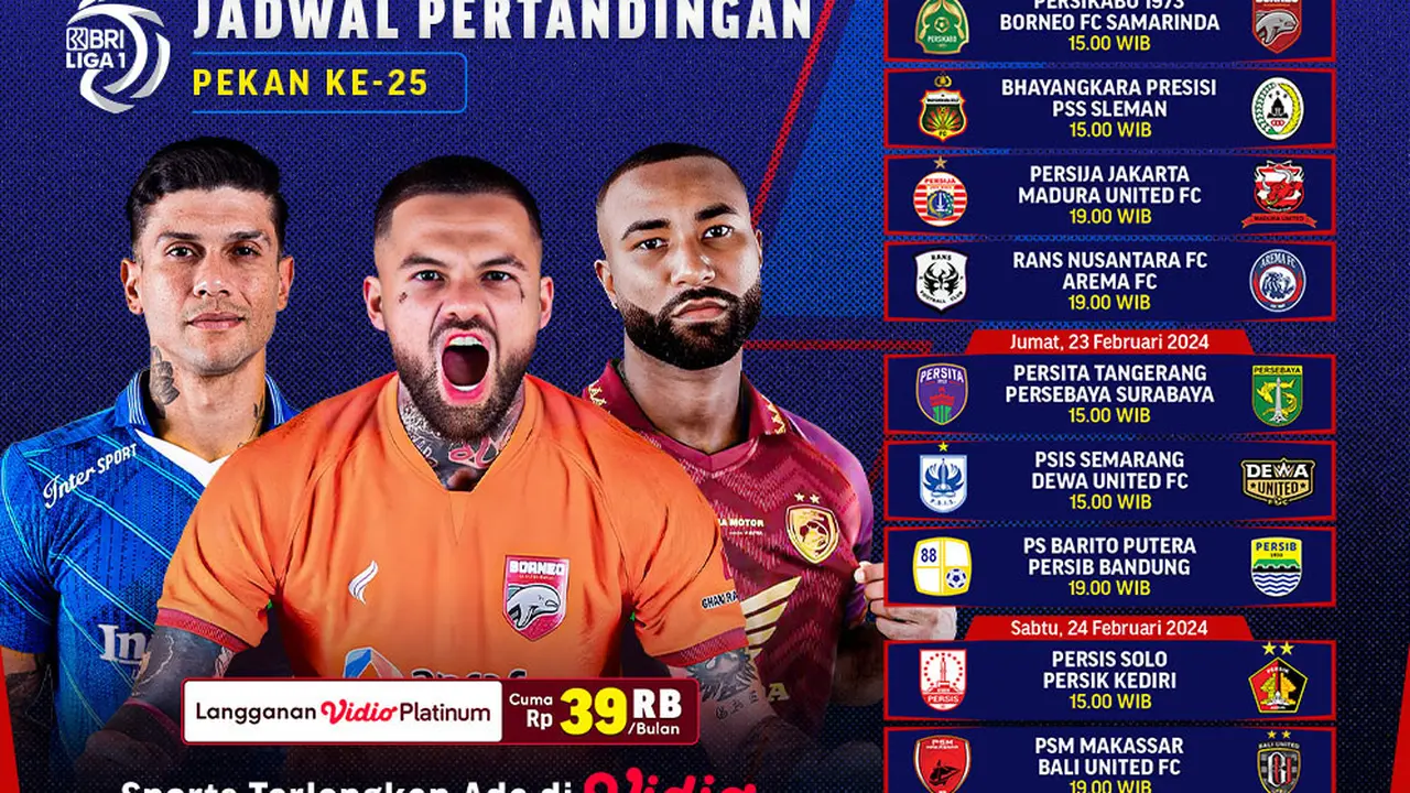Jadwal Siaran Langsung BRI Liga 1 2023/24 Pekan Ke-25