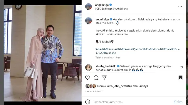 Kemesraan Angel Lelga dengan seorang pria, isyaratkan sudah nikah lagi (Foto: Instagram angellega)