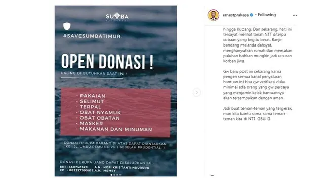 6 Seleb Ini Buka Donasi Korban Banjir NTT, Ada yang Dapat Rp 1 Miliar Semalam