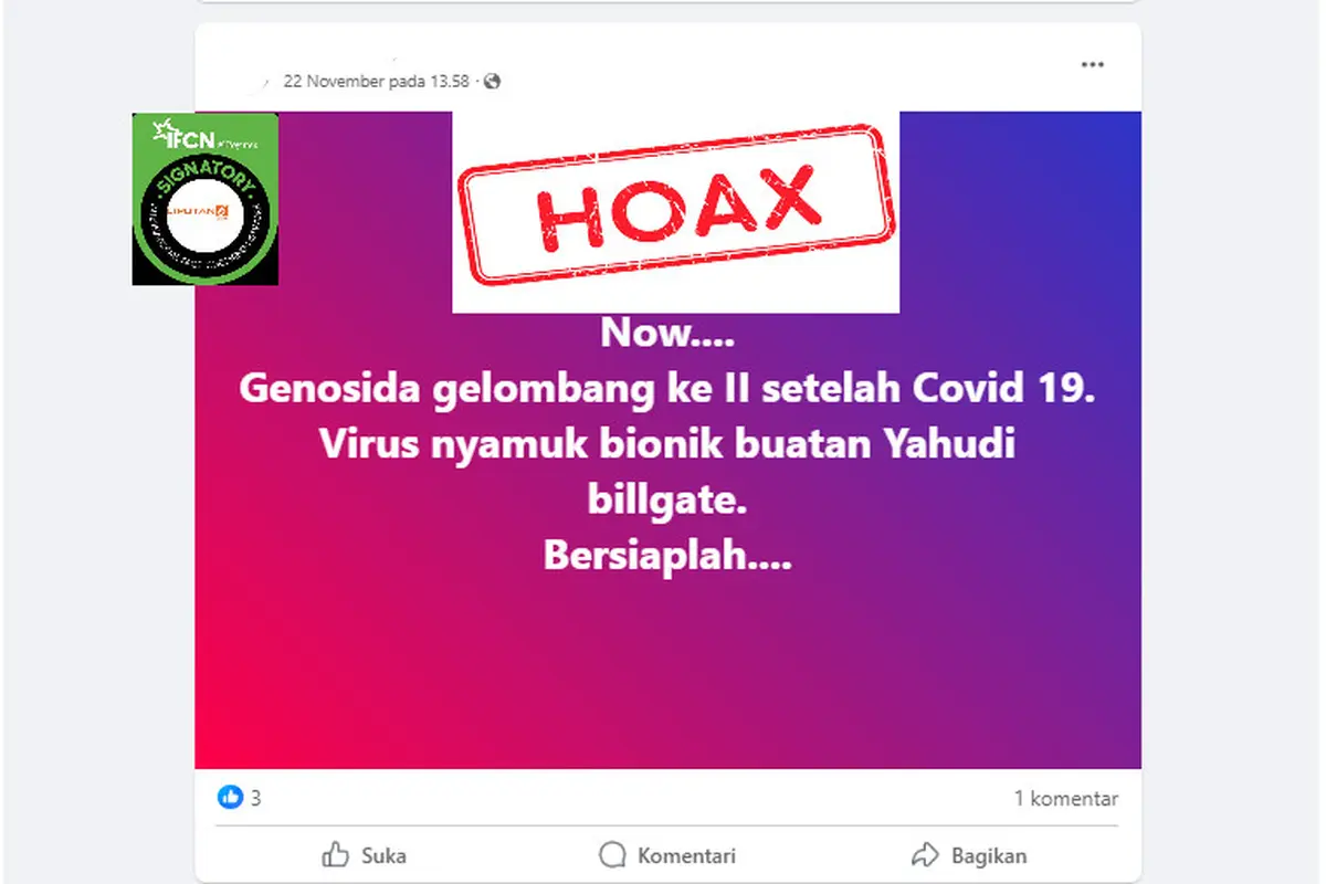 Tangkapan layar hoaks seputar Bill Gates