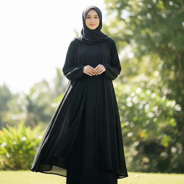 9 Model Abaya Serba Hitam Anti Mencolok untuk Cuaca Panas, Tampil Nyaman Elegan