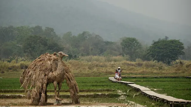 Unik, Patung King Kong Raksasa Ini Terbuat dari Jerami
