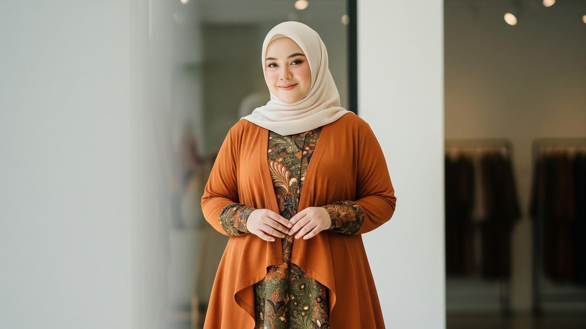 7 Inspirasi Gamis Batik Hijab Cardy A-Line untuk Tubuh Berisi dan Tips Memilih Modelnya
