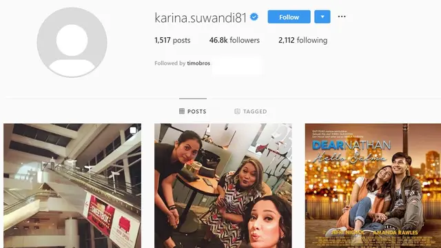 Tampilan akun Instagram Karina Suwandi (Instagram/ karina.suwandi81)