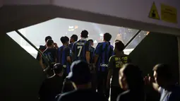 Fans Inter Milan menghadiri acara nonton bareng partai puncak Liga Champions antara Manchester City melawan Inter Milan yang diselenggarakan oleh Inter Club Indonesia (ICI) di Tenis Indoor Senayan, Jakarta, Sabtu (10/6/2023). (Bola.com/Bagaskara Lazuardi)
