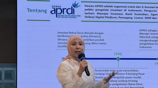 Ketua Presidium APRDI, Lolita Lilana, Sosialisasi PINTAR Reksa Dana & Pre-Event Pekan Reksa Dana di Gedung BEI, Jakarta, Senin (20/4/2026). (Liputan6.com/Tira)