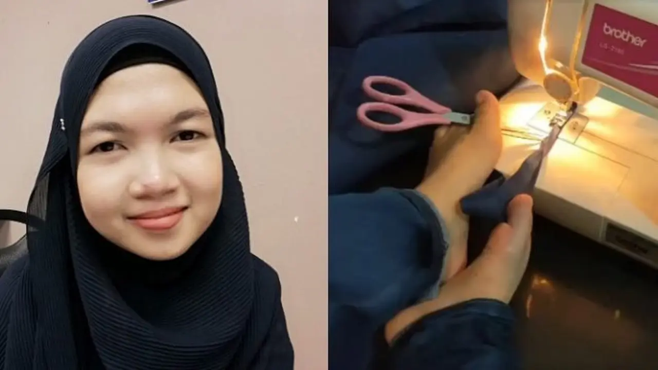 Inspiratif, Wanita Difabel Menjahit APD dengan Kakinya untuk Tenaga Medis