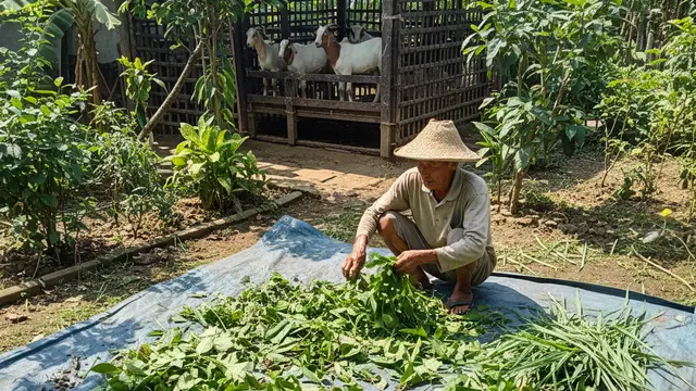 Cara Buat Pakan Kambing Fermentasi dari Daun Liar Pekarangan. AI
