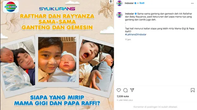 Syukuran Akikah Putra Kedua Raffi Ahmad dan Nagita Slavina Juga Akan Disiarkan Eksklusif di Indosiar