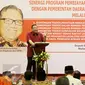 Menteri Koperasi dan UKM Puspayoga memberikan sambutan pada acara sinergi program pembiayaan Kementerian Koperasi dan UMK dengan pemerintah daerah Provinsi Nusa Tenggara Barat, Lombok, Jumat (12/5). (Liputan6.com/Angga Yuniar)
