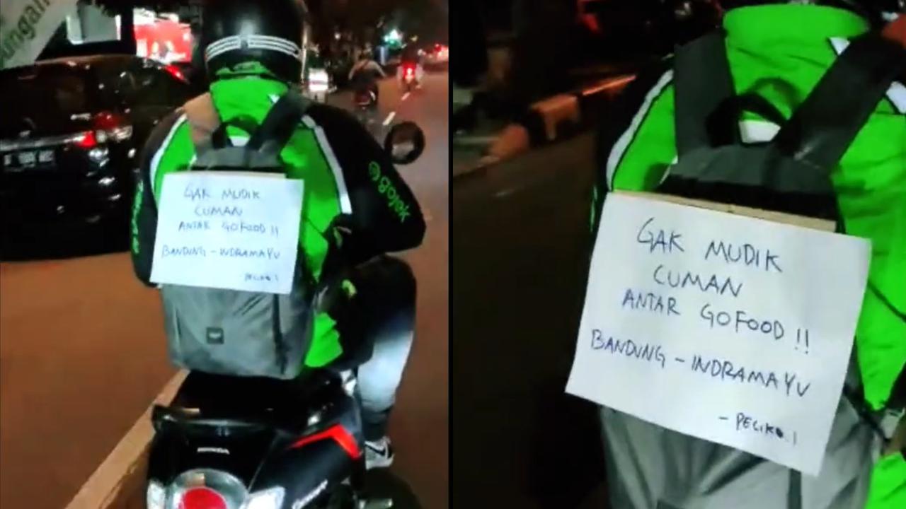 Kisah ojol mudik dari Bandung ke Indramayu sambil berdalih antar makanan.