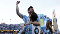 Lionel Messi melakukan selebrasi usai mencetak gol ke gawang Venezuela, Minggu (19/6/2016) di Copa America. (Winslow Townson-USA TODAY Sports)