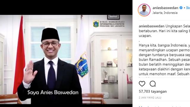 Gubernur DKI Jakarta, Anies Baswedan, mengucapakan 'Selama Idul Fitri' lewat bahasa isyarat. (Foto: instagram/@aniesbaswedan)