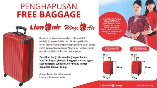 Penghapusan Bagasi Cuma-Cuma Lion Air Group.