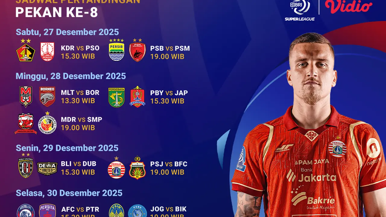 Jadwal pertandingan BRI Super League pekan ke-8, eksklusif di Vidio. (sumber: dok. Vidio.com)