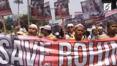 Aksi demonstrasi mendukung etnis Rohingya digelar hari di Jakarta. 