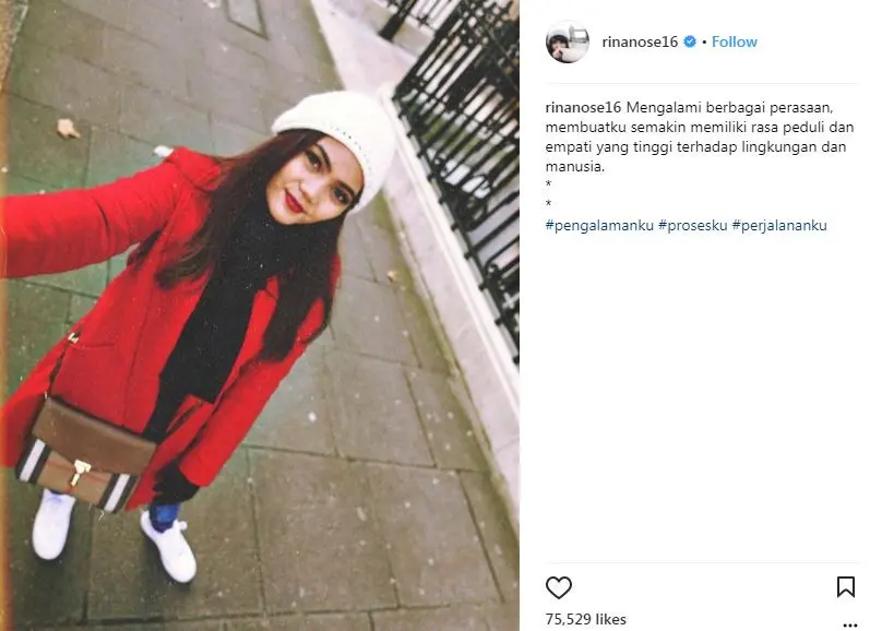 Rina Nose liburan di London (Instagram/@rinanose16)