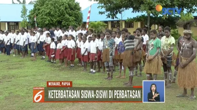 Potret Semangat Siswa Siswi di Perbatasan Papua Ikut Upacara Hardiknas