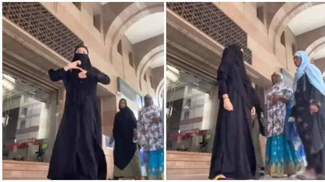 Viral Wanita Bercadar Asal Indonesia Joget TikTok di Tanah Suci, Banjir Kritik
