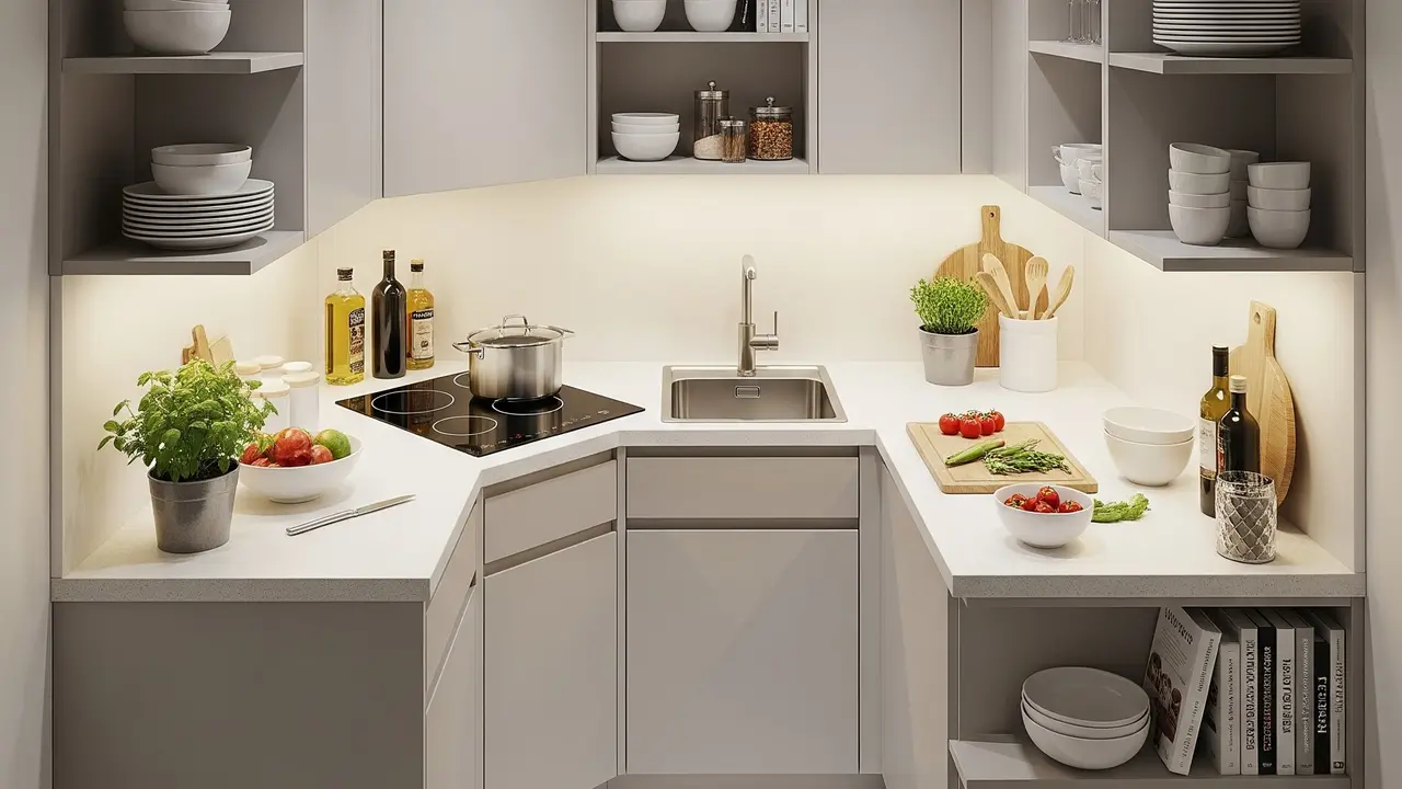 Desain Dapur Mini 2×2 Meter (Image by Gemini AI)