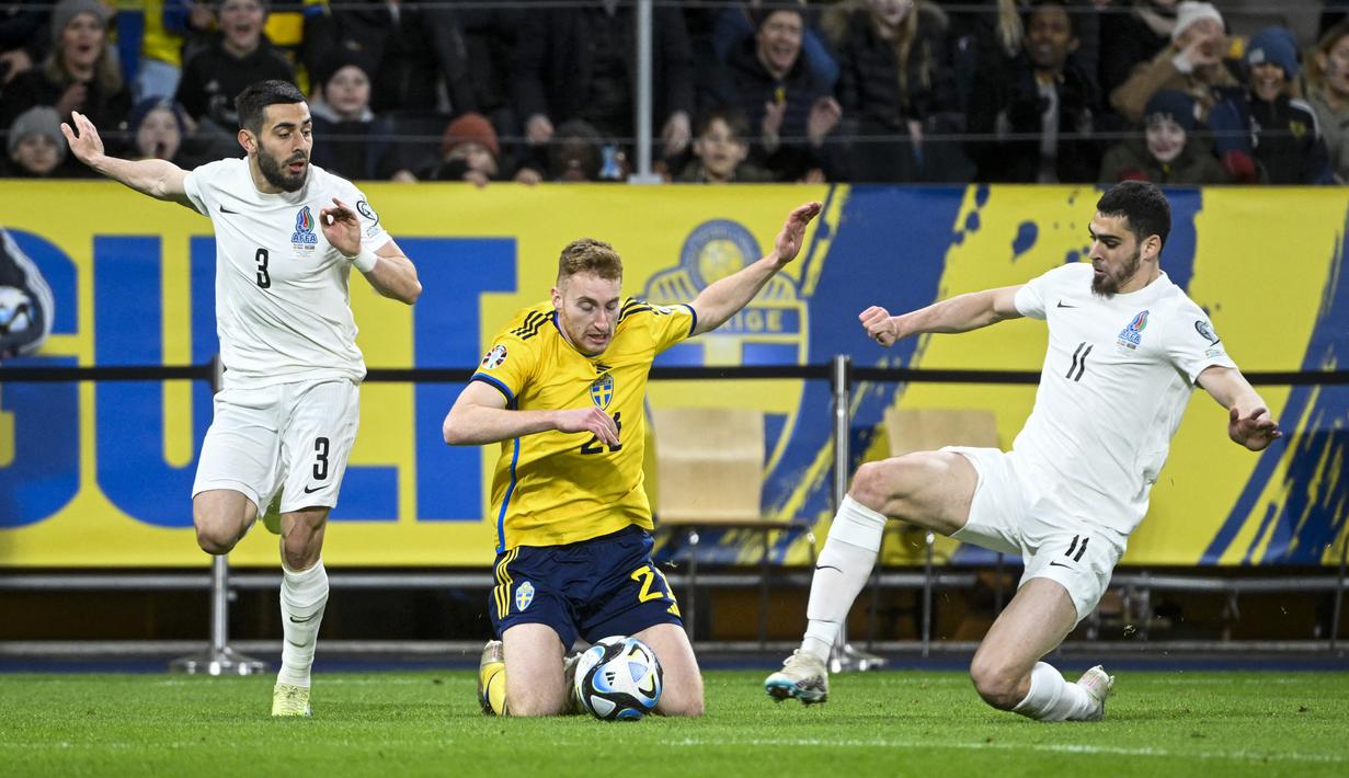 Ini merupakan kemenangan pertama Swedia di fase Grup F Kualifikasi Piala Eropa 2024. (AFP/Fredrik Sandberg)