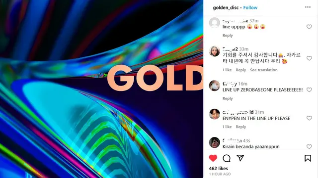 Reaksi warganet terhadap Golden Disc Awards 2024. (Instagram/ golden_disc)