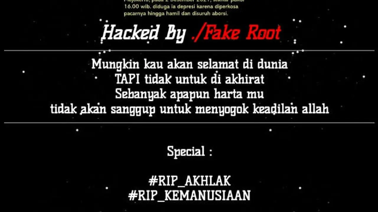 situs KPU Jatim telah diretas.