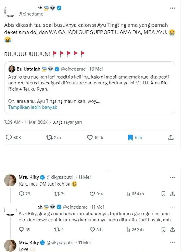 Kiky Saputri Menyapa Netizen yang Singgung Ayu Ting Ting