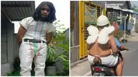 6 Outfit Absurd Warna Putih Ini Bikin Heran, Salah Satunya Berbahan Karung Beras (IG/anam_chenel 1cak)