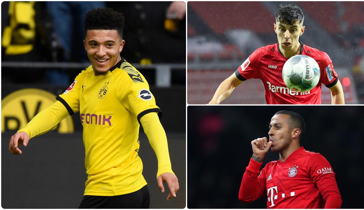 Nama Jadon Sancho kian santer di bursa transfer Premier League musim panas ini dan terus dikaitkan dengan Manchester United. Berikut Jadon Sancho dan pemain incaran klub-klub Premier League di bursa transfer musim panas. (kolase foto AFP)