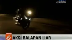 Pelaku balap liar di Gorontalo, kocar kacir saat dirazia. Puluhan unit sepeda motor berhasil diamankan oleh polisi.