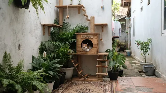 Cara Membuat Sudut Bermain Kucing di Pekarangan Rumah yang Sempit, Tetap Nyaman