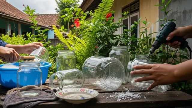 Cara Membuat Kebun Mini dari Toples Kue Bekas