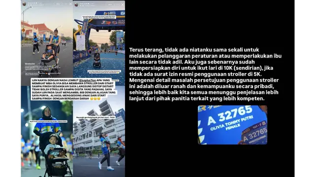 Olivia MCI Minta Maaf Usai Penggunaan Stroller di Surabaya ISOPLUS Marathon